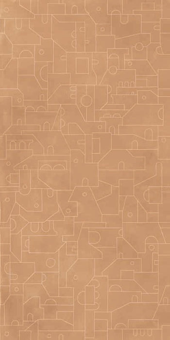 Piastrella per rivestimenti in gres effetto cotto decorato geometrico della collezione CottoMilano di ceramiche Keope, formato 60x120 cm, colore Mattone