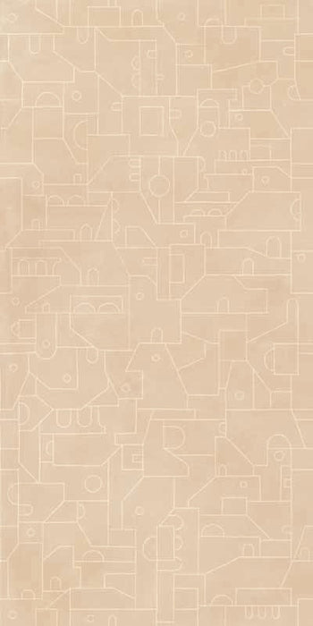 Piastrella per rivestimenti in gres effetto cotto decorato geometrico della collezione CottoMilano di ceramiche Keope, formato 60x120 cm, colore Beige