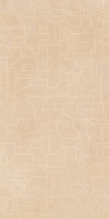 Piastrella per rivestimenti in gres effetto cotto decorato geometrico della collezione CottoMilano di ceramiche Keope, formato 60x120 cm, colore Beige