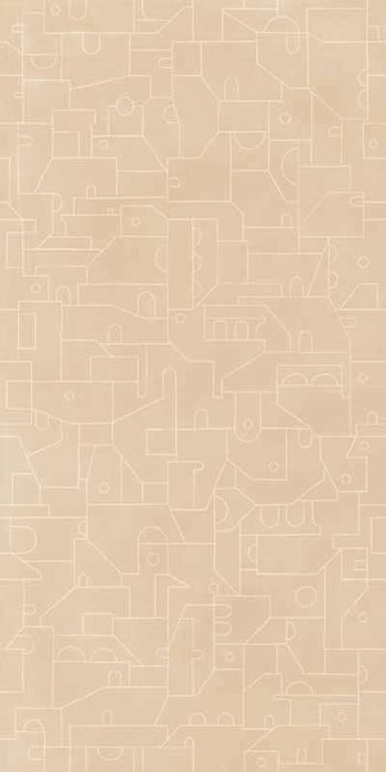 Piastrella per rivestimenti in gres effetto cotto decorato geometrico della collezione CottoMilano di ceramiche Keope, formato 60x120 cm, colore Beige