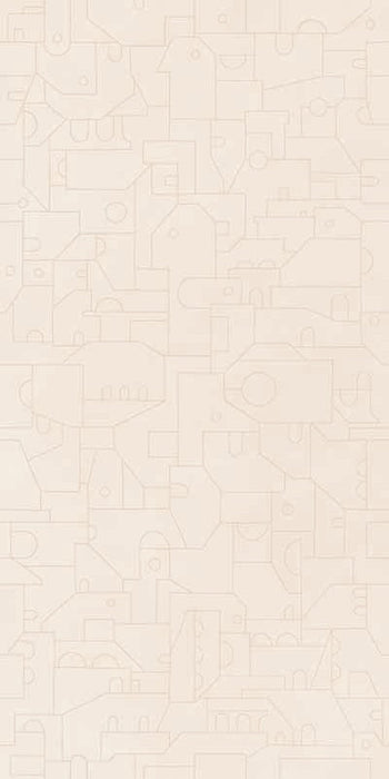 Piastrella per rivestimenti in gres effetto cotto decorato geometrico della collezione CottoMilano di ceramiche Keope, formato 60x120 cm, colore Talco
