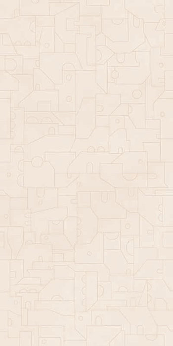 Piastrella per rivestimenti in gres effetto cotto decorato geometrico della collezione CottoMilano di ceramiche Keope, formato 60x120 cm, colore Talco