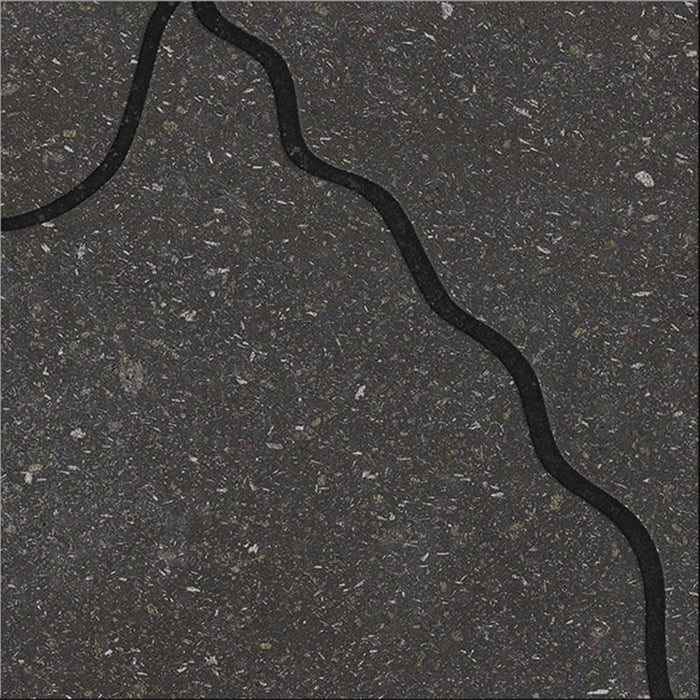 dettaglio piastrella per rivestimento in gres porcellanato effetto pietra lavica opaco decorato astratto in gres smaltato lucido, formato 20x20, collezione Lavica di Keope, colore Etna Anthracite