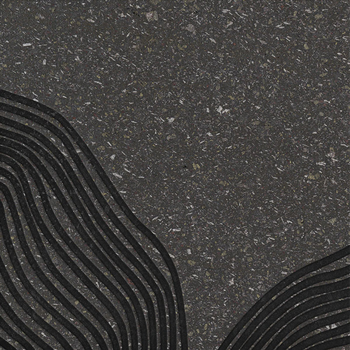 dettaglio piastrella per rivestimento in gres porcellanato effetto pietra lavica opaco decorato astratto in gres smaltato lucido, formato 20x20, collezione Lavica di Keope, colore Etna Anthracite