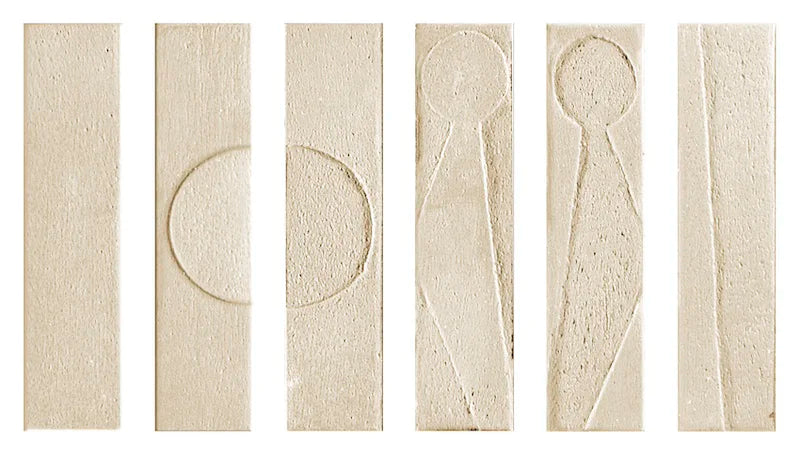 Dettaglio piastrella da rivestimento in gres porcellanato effetto etnico e effetto mattoncino 4,5x18,6 cm, della collezione Koinè, colore Sabbia, di Ceramica Settecento