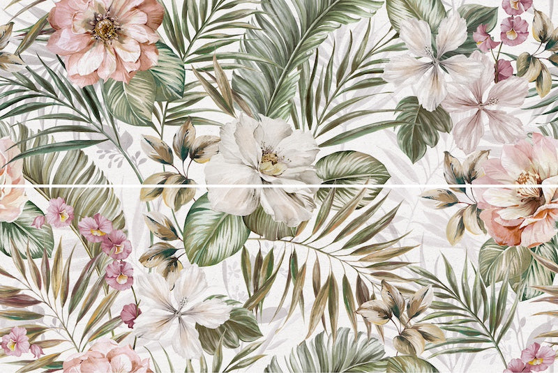 Rivestimento ceramico 33x100 cm della collezione Ludostone, colore Oasi Bloom di Ceramica Rondine.