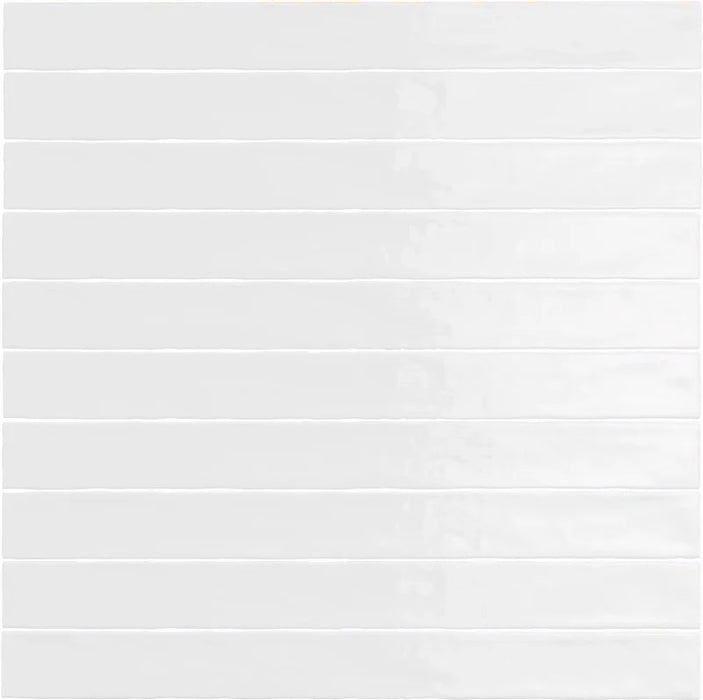 Piastrella ceramica pasta bianca Linea Ghiaccio 5x50 Eccentrico, effetto mattoncino lucido.