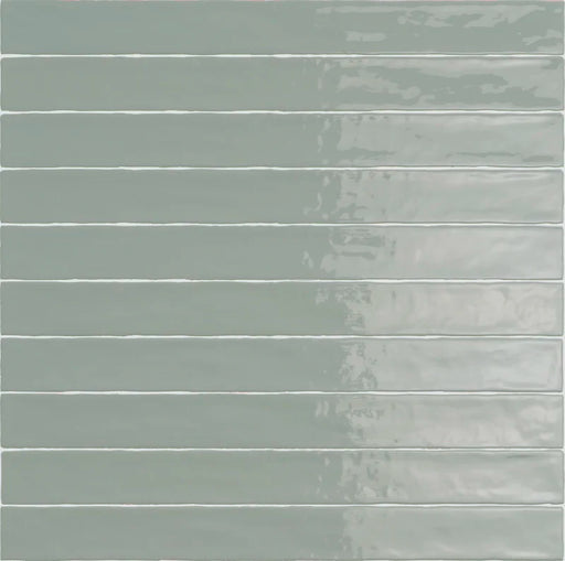 Piastrella ceramica pasta bianca Linea Verde Mente 5x50 Eccentrico, effetto mattoncino lucido.