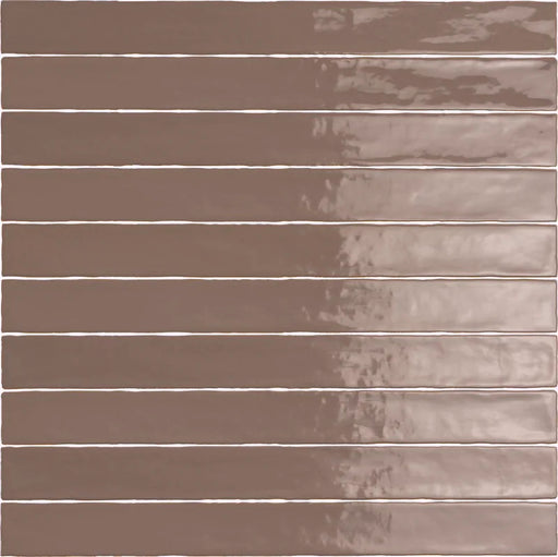 Piastrella ceramica pasta bianca Linea Moka 5x50 Eccentrico, effetto mattoncino lucido.