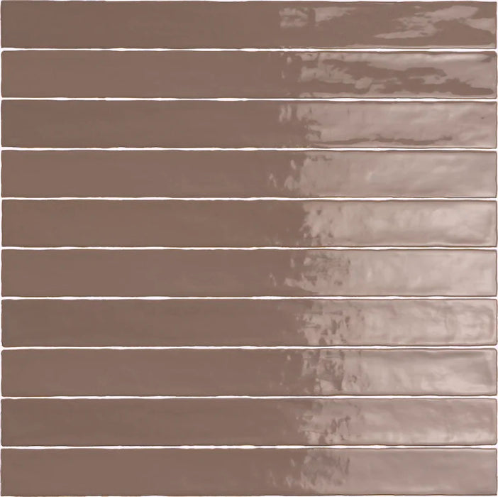 Piastrella ceramica pasta bianca Linea Moka 5x50 Eccentrico, effetto mattoncino lucido.