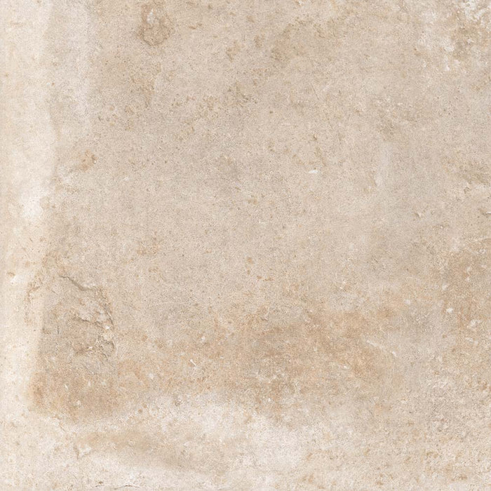 Dettaglio piastrella in gres porcellanato effetto cemento anticato. Collezione Lucania di Idea Ceramica, Colore Fardella Beige Formato quadrato 60x60