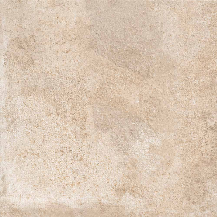 Dettaglio piastrella in gres porcellanato effetto cemento anticato. Collezione Lucania di Idea Ceramica, Colore Fardella Beige Formato quadrato 60x60