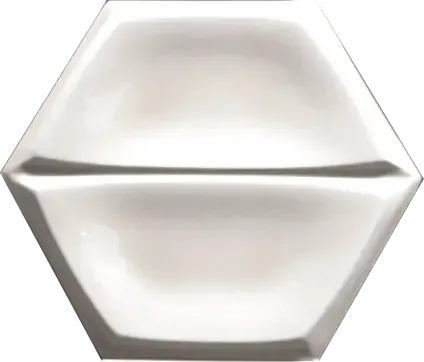 Dettaglio piastrella per rivestimento in ceramica formato esagonale Lucido 15,6x18 cm della collezione Magnolia, colore Bright White di Ceramica Settecento