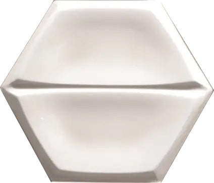 Dettaglio piastrella per rivestimento in ceramica formato esagonale opaco 15,6x18 cm della collezione Magnolia, colore Matt White di Ceramica Settecento