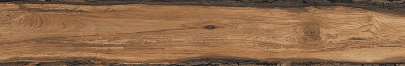 Dettaglio piastrella da pavimento in gres porcellanato effetto legno rustico, serie Sherwood di Ceramica Rondine, colore Mahogany 24x150 