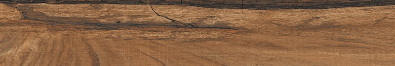 Dettaglio piastrella da pavimento in gres porcellanato effetto legno rustico, serie Sherwood di Ceramica Rondine, colore Mahogany 7.5x45 