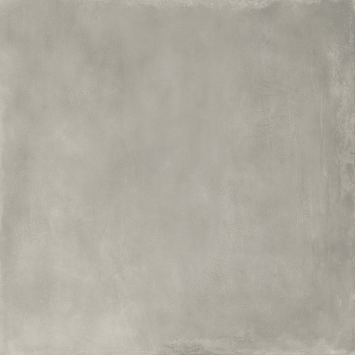 Dettaglio piastrella da pavimento e rivestimento esterno in gres porcellanato effetto cemento industriale della collezione Make di Gardenia Orchidea, formato 80x80 R11, colore Ash