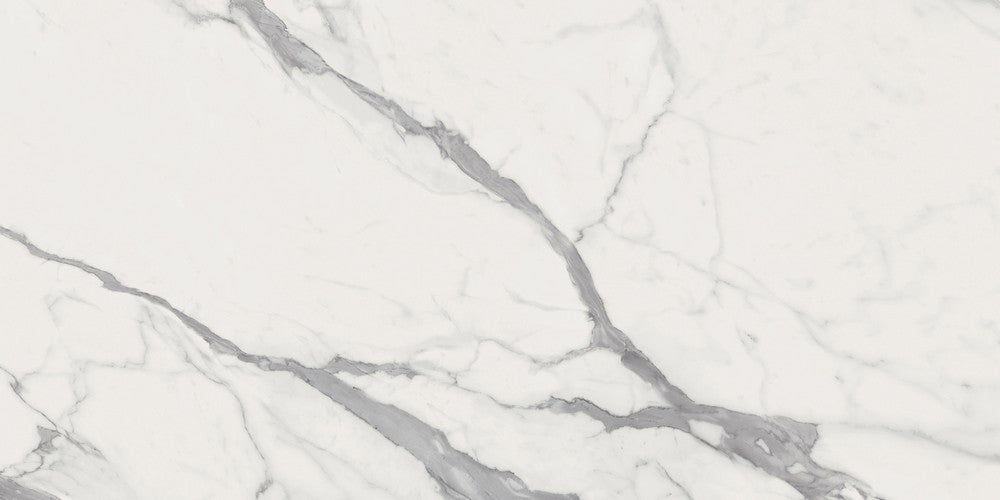 dettaglio piastrella per pavimenti e rivestimenti in gres porcellanato effetto marmo opaco, della collezione La Marmoteca di Gardenia Orchidea, formato 60x120 NAT. PTECH, colore Statuario Premium