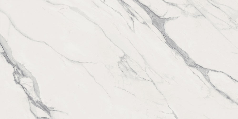 dettaglio piastrella per pavimenti e rivestimenti in gres porcellanato effetto marmo opaco, della collezione La Marmoteca di Gardenia Orchidea, formato 60x120 NAT. PTECH, colore Statuario Premium