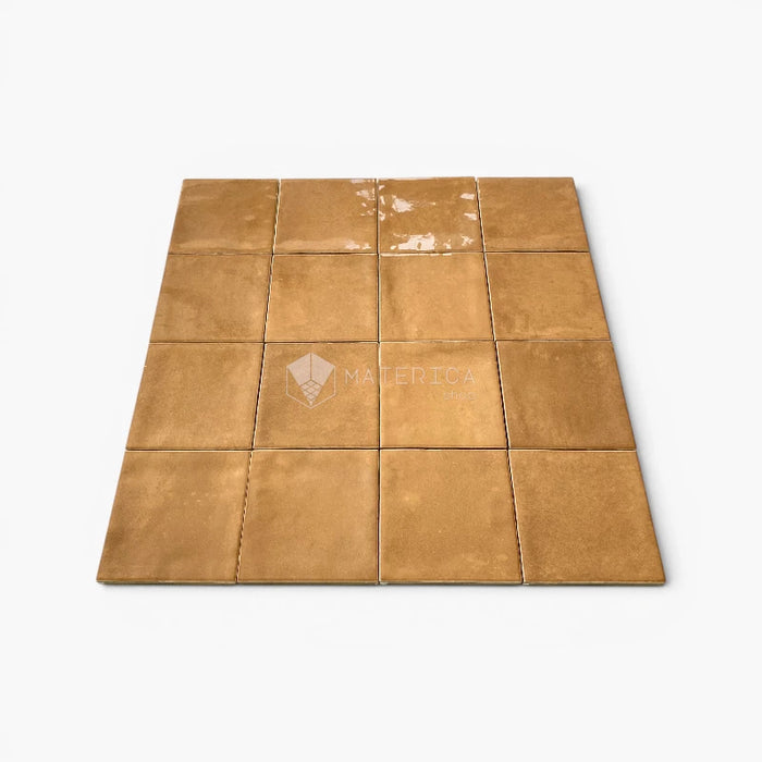 Foto piastrella per rivestimento in gres porcellanato effetto mattoncino lucido 10x10 cm della collezione Marrakech, colore Copper di Ceramica Rondine