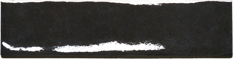 Dettaglio piastrella per rivestimento in gres porcellanato effetto mattoncino lucido 4.8x20 cm della collezione Marrakech, colore Black di Ceramica Rondine