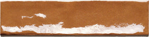 Dettaglio piastrella per rivestimento in gres porcellanato effetto mattoncino lucido 4.8x20 cm della collezione Marrakech, colore Copper di Ceramica Rondine