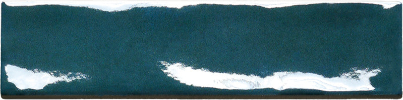 Dettaglio piastrella per rivestimento in gres porcellanato effetto mattoncino lucido 4.8x20 cm della collezione Marrakech, colore Ocean di Ceramica Rondine