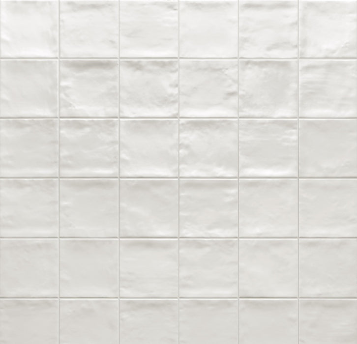 Dettaglio piastrella per rivestimento in gres porcellanato effetto mattoncino opaco 10x10 cm della collezione Marrakech, colore White di Ceramica Rondine