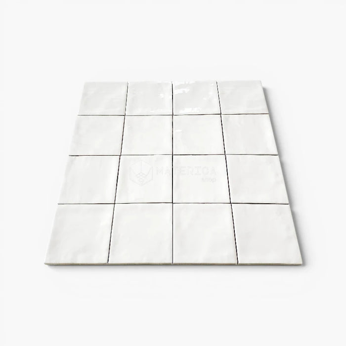 Foto piastrella per rivestimento in gres porcellanato effetto mattoncino lucido 10x10 cm della collezione Marrakech, colore Total White di Ceramica Rondine