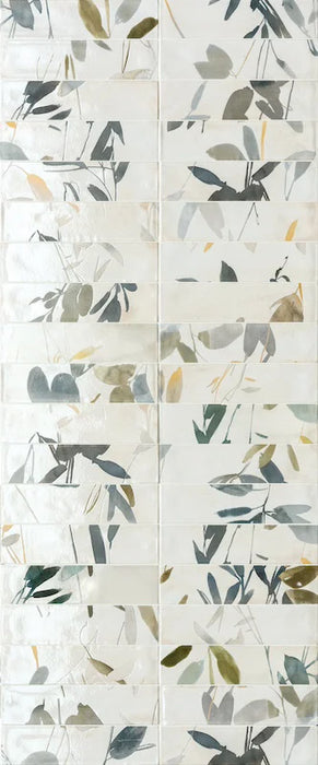 Dettaglio Piastrella da rivestimento in gres porcellanato serie Multiforme 1741 di Marca Corona, effetto mattoncino lucido, formato 7.5x30 cm, Colore Ramage Freddo