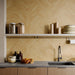 Cucina moderna con rivestimento in gres porcellanato effetto mattoncino e graniglia della collezione Mixture di Ceramica Rondine, formato 4.8x45 cm, colore Ochre