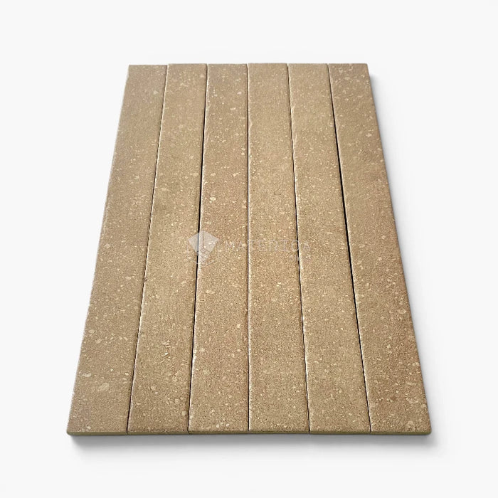 Foto piastrelle per pavimento e rivestimento interno in gres porcellanato effetto mattoncino e graniglia della collezione Mixture di Ceramica Rondine, formato 4.8x45 cm, colore Beige