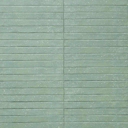 Posato a correre della piastrella per pavimento e rivestimento interno in gres porcellanato effetto mattoncino e graniglia della collezione Mixture di Ceramica Rondine, formato 4.8x45 cm, colore Natural Green