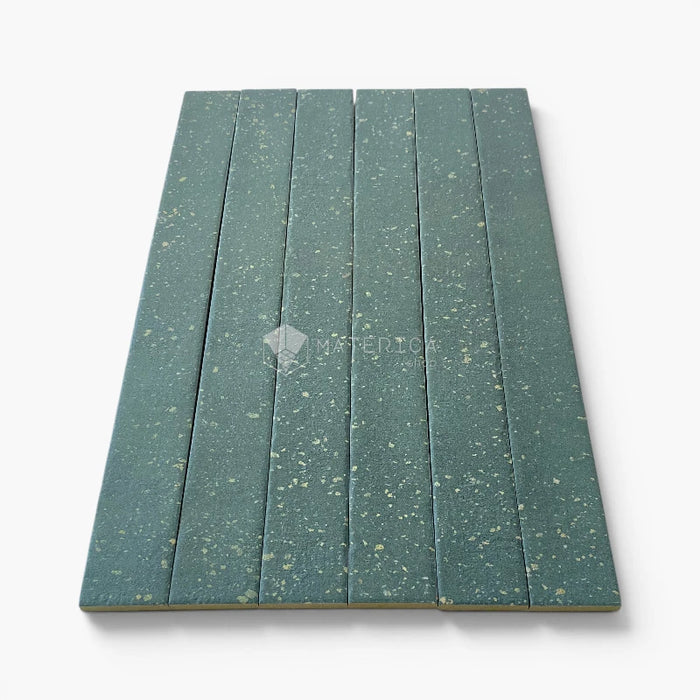 Foto piastrelle per pavimento e rivestimento interno in gres porcellanato effetto mattoncino e graniglia della collezione Mixture di Ceramica Rondine, formato 4.8x45 cm, colore Ocean