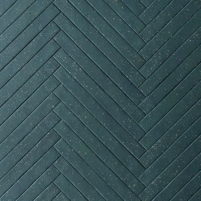 Posato a spina di pesce della piastrella per pavimento e rivestimento interno in gres porcellanato effetto mattoncino e graniglia della collezione Mixture di Ceramica Rondine, formato 4.8x45 cm, colore Ocean