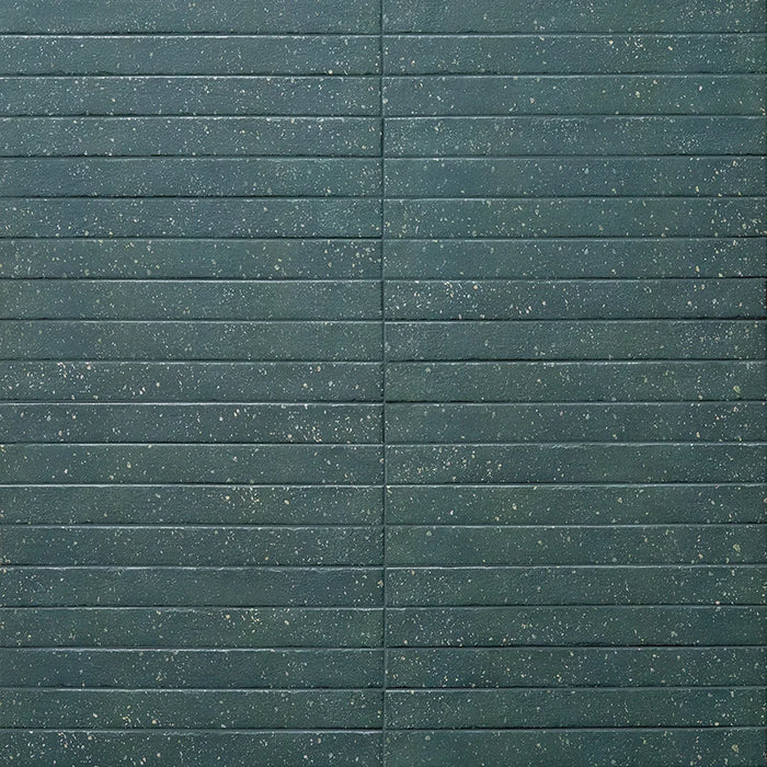 Posato a correre della piastrella per pavimento e rivestimento interno in gres porcellanato effetto mattoncino e graniglia della collezione Mixture di Ceramica Rondine, formato 4.8x45 cm, colore Ocean