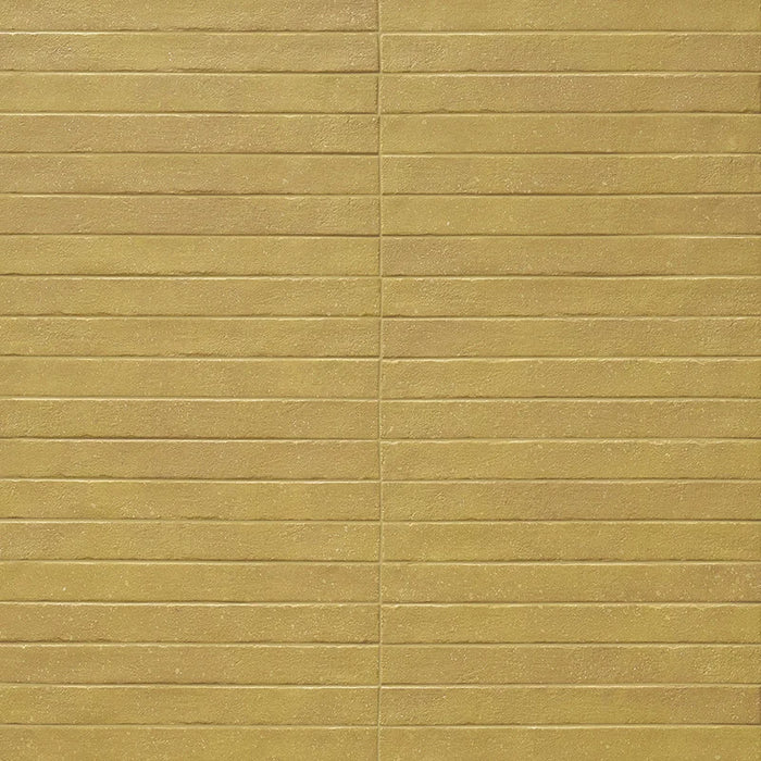 Posato a correre della piastrella per pavimento e rivestimento interno in gres porcellanato effetto mattoncino e graniglia della collezione Mixture di Ceramica Rondine, formato 4.8x45 cm, colore Ochre