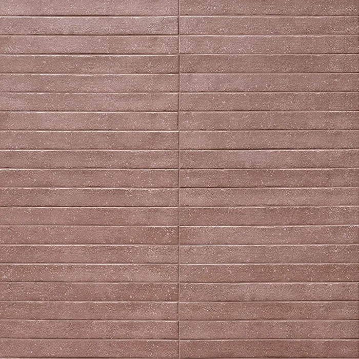 Posato a correre della piastrella per pavimento e rivestimento interno in gres porcellanato effetto mattoncino e graniglia della collezione Mixture di Ceramica Rondine, formato 4.8x45 cm, colore Red Wood