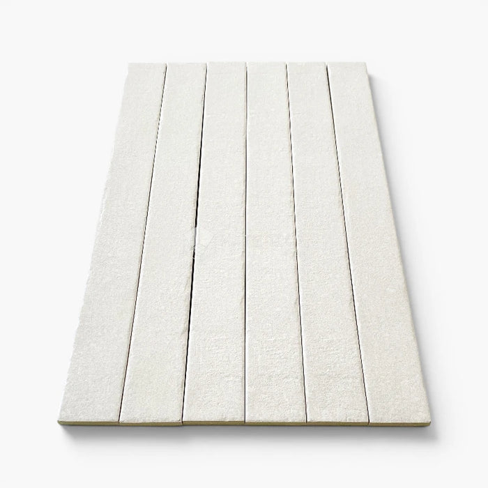 Foto piastrelle per pavimento e rivestimento interno in gres porcellanato effetto mattoncino e graniglia della collezione Mixture di Ceramica Rondine, formato 4.8x45 cm, colore White