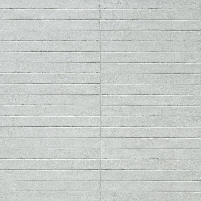 Posato a correre della piastrella per pavimento e rivestimento interno in gres porcellanato effetto mattoncino e graniglia della collezione Mixture di Ceramica Rondine, formato 4.8x45 cm, colore White