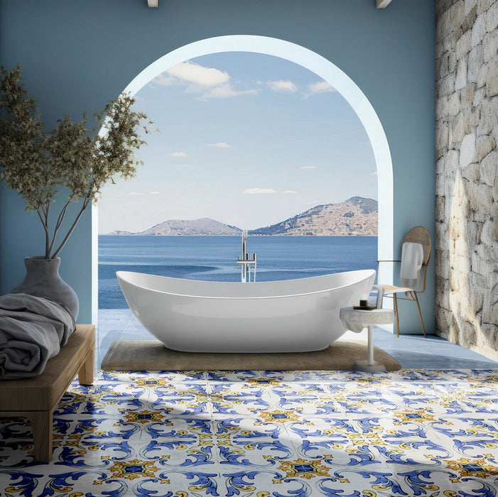 ambientazione di piastrelle in gres porcellanato maioliche del golfo ischia di ceramiche savoia italia