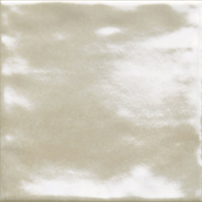 Dettaglio piastrella per rivestimento in gres porcellanato effetto mattoncino lucido 10x10 cm della collezione Marrakech, colore Ivory di Ceramica Rondine