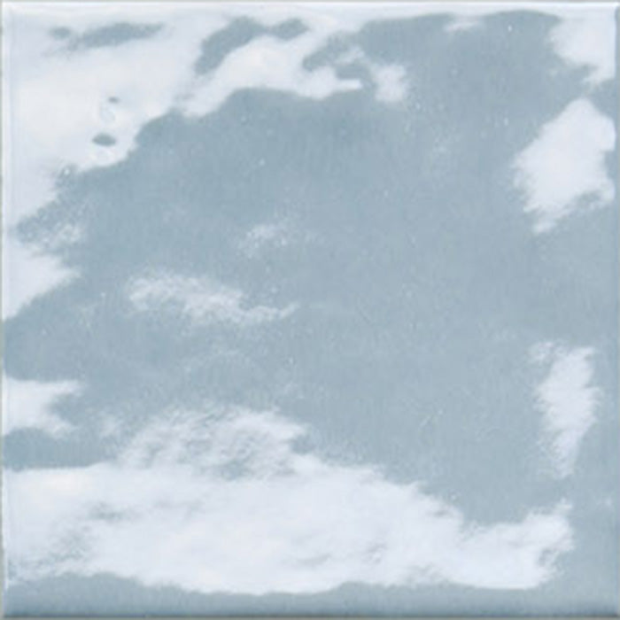 Dettaglio piastrella per rivestimento in gres porcellanato effetto mattoncino lucido 10x10 cm della collezione Marrakech, colore Light Blue di Ceramica Rondine