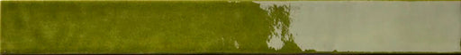 Dettaglio Piastrella da rivestimento in gres porcellanato serie Milano70 di 41zero42, effetto mattoncino lucido, formato 4x31 cm, Colore Olive