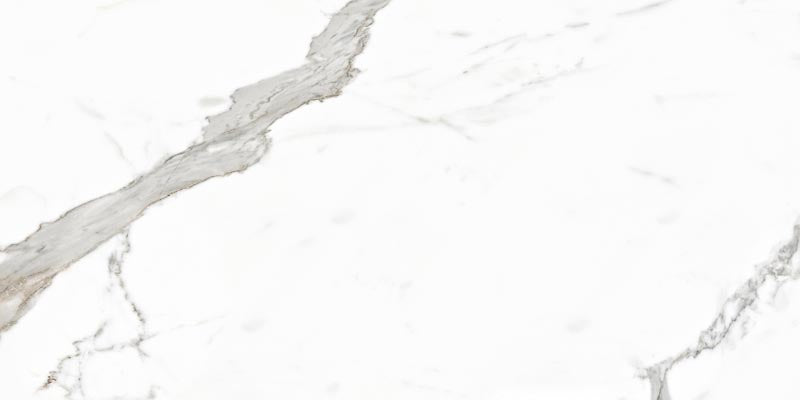 dettaglio piastrella per pavimento e rivestimento in gres porcellanato smaltato lucido effetto marmo della collezione Mito di Paul & Co Ceramiche, formato 60x120, colore Marmo bianco Statuario