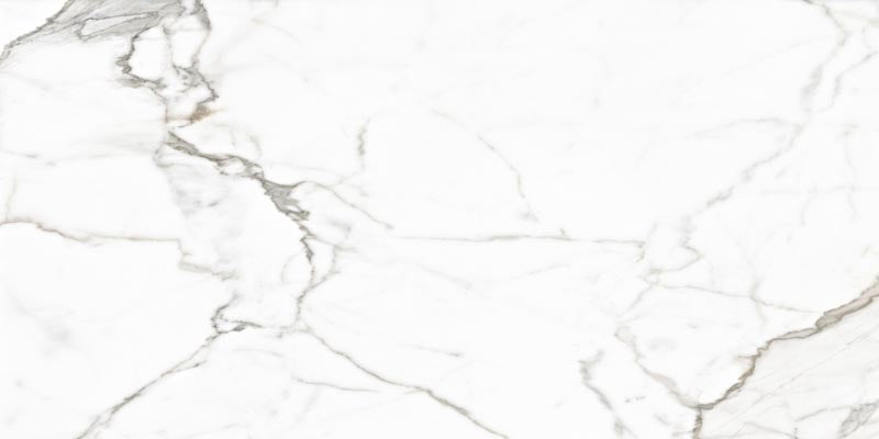 dettaglio piastrella per pavimento e rivestimento in gres porcellanato smaltato lucido effetto marmo della collezione Mito di Paul & Co Ceramiche, formato 60x120, colore Marmo bianco Statuario