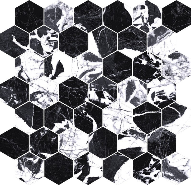 Dettaglio Mosaico su rete esagonale Prestige Grand Antique Gold Mix di Dhoorse