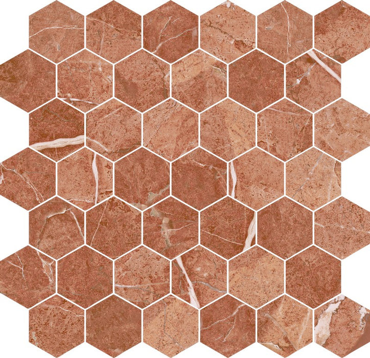 Dettaglio Mosaico su rete esagonale Prestige Rojo Alicante di Dhoorse