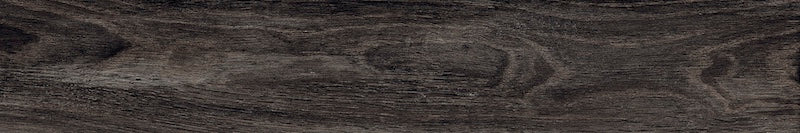 Dettaglio piastrella da pavimento in gres porcellanato effetto legno anticato, serie Greenwood di Ceramica Rondine, colore Nero 7.5x45