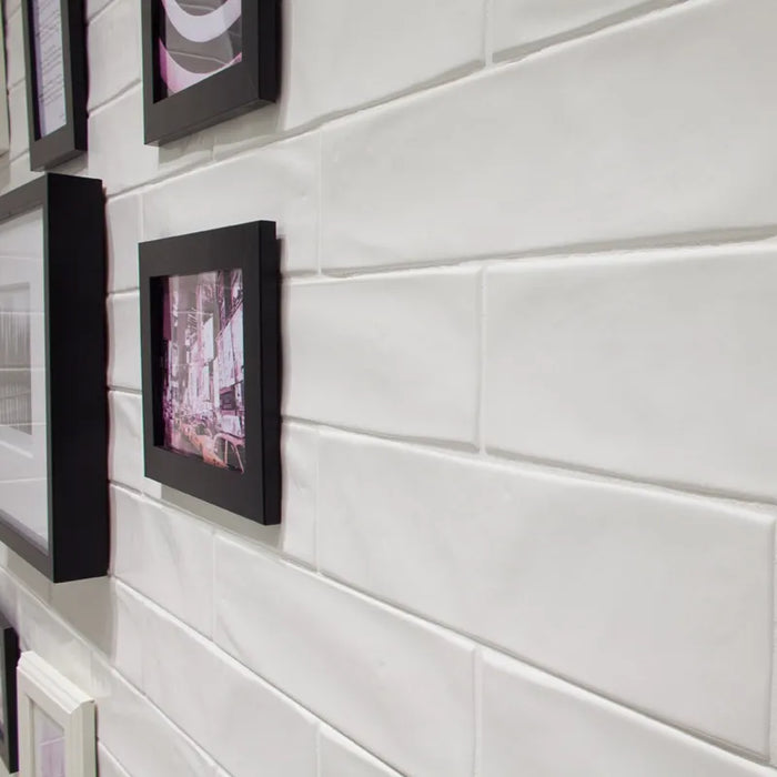 Ambientazione con Decoro a Mattoncino collezione New Yorker di Settecento Ceramica, Matt White 7,5x30